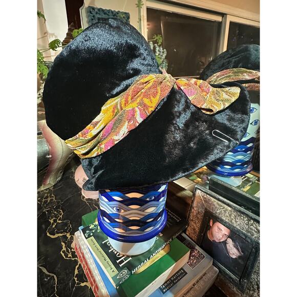 1960\'s Black Velvet Wide Brim Bucket Hat by Mr. John Jr. main image 4